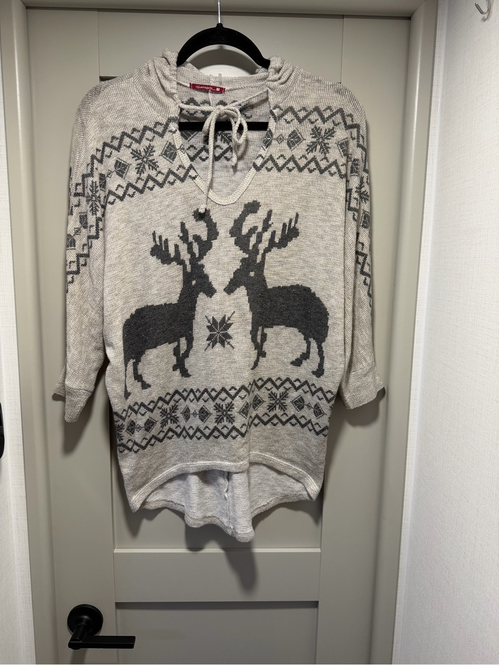Women’s Reindeer Knit Pullover sweater with hood